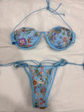 Blue Blossom Embroidered Bikini Set